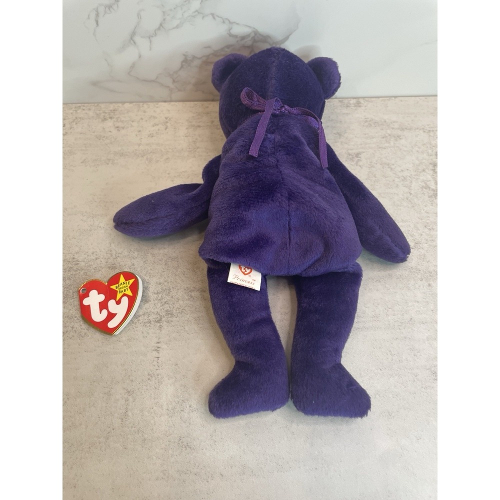 Vtg  PRINCESS DIANA 1997  TY Purple Beanie Baby Plush Toy Collectible - Picture 7 of 8